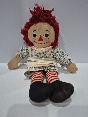 Vintage 60s Rare Knickerbocker Raggedy Ann Doll 16" Tall Cottagecore